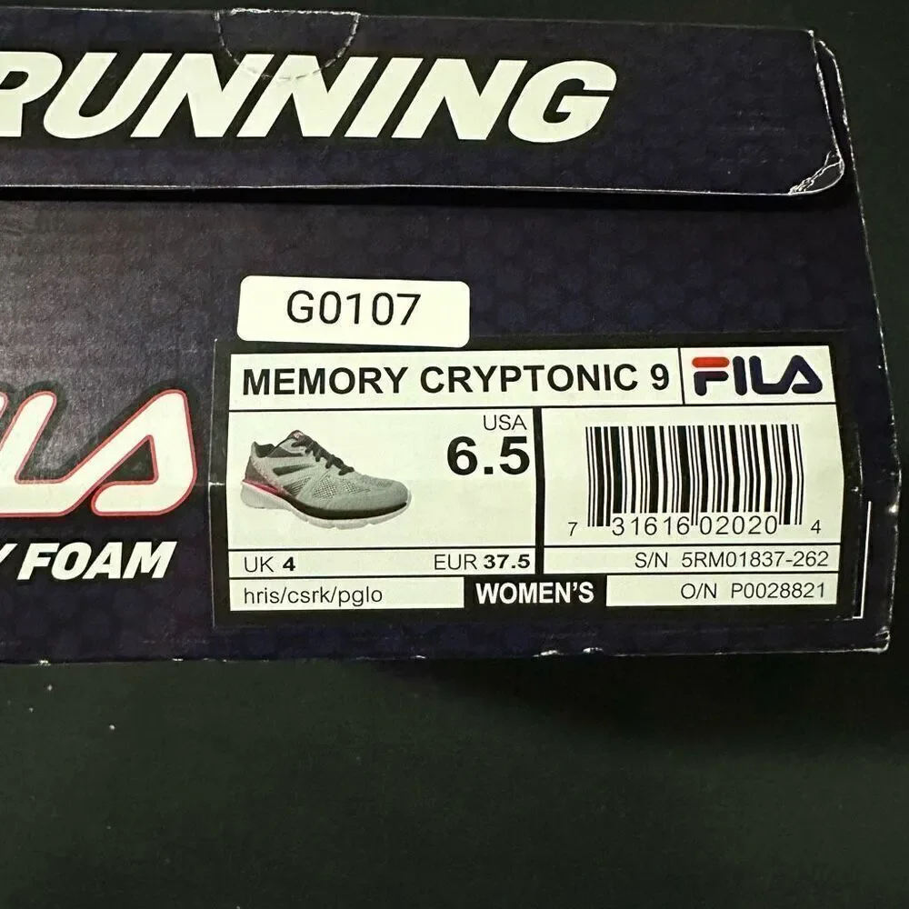 New Fila Memory Cryptonic 9 Pink Grey Running Shoes Sneakers 6.5
